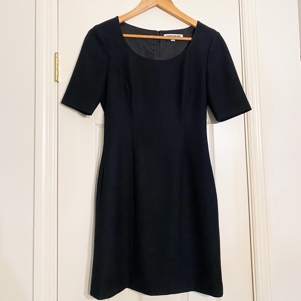 Elizabeth and James Front Pleated Black Dress